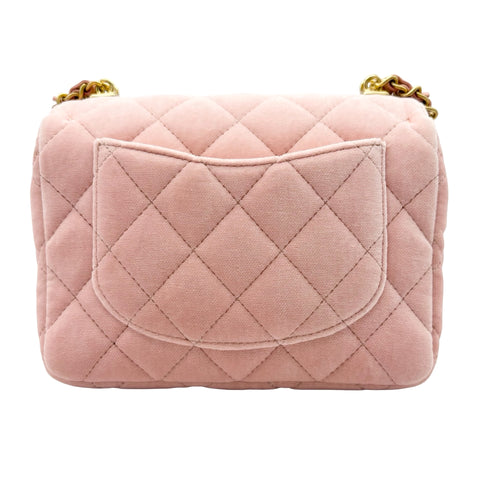 【中古】 CHANEL シャネル MINI MATELASSE ミニマトラッセ チェーンショルダーバッグ ICチップ(2021年~) ピンク ベルベット×レザー 中古 USED バッグ