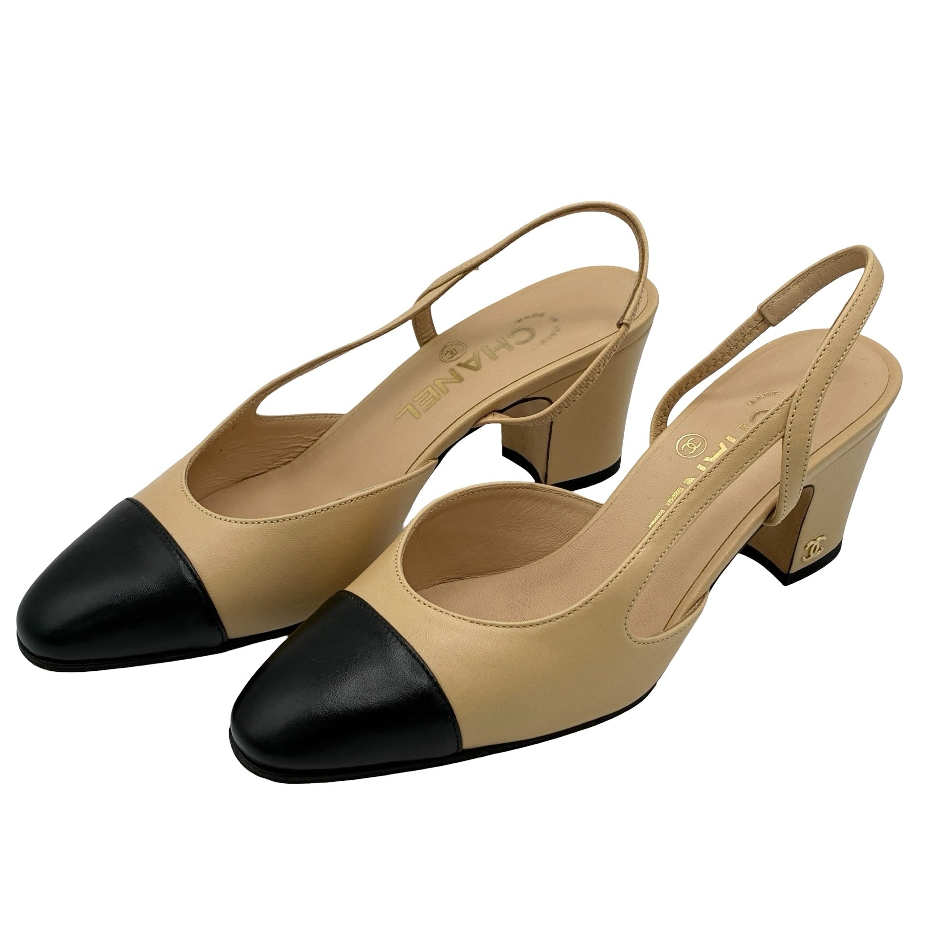 中古】 CHANEL シャネル SLINGBACK SHOES バイカラースリングバック