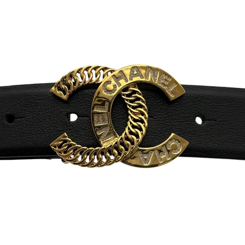 【中古】 CHANEL シャネル BELT ベルト 小物 ブラック ラムスキン 中古 BLACK LAMBSKIN