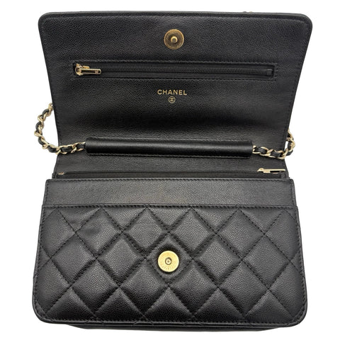【中古】 CHANEL シャネル CHAIN WALLET チェーンウォレット ランダム番(2021年～) ブラック ラムスキン 中古 USED バッグ