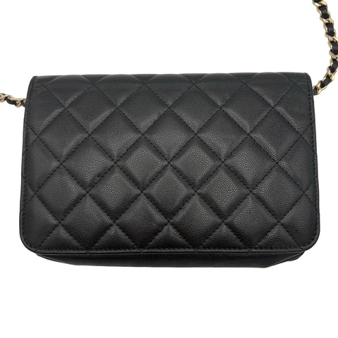 【中古】 CHANEL シャネル CHAIN WALLET チェーンウォレット ランダム番(2021年～) ブラック ラムスキン 中古 USED バッグ