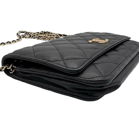 【中古】 CHANEL シャネル CHAIN WALLET チェーンウォレット ランダム番(2021年～) ブラック ラムスキン 中古 USED バッグ