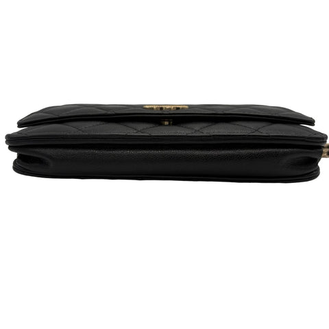 【中古】 CHANEL シャネル CHAIN WALLET チェーンウォレット ランダム番(2021年～) ブラック ラムスキン 中古 USED バッグ