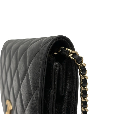 【中古】 CHANEL シャネル CHAIN WALLET チェーンウォレット ランダム番(2021年～) ブラック ラムスキン 中古 USED バッグ