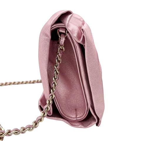 【中古】 CHANEL シャネル RIBBON EVENING BAG リボンイブニングバック ショルダーバッグ ランダム番(2021年～) ピンク ラムスキン 中古 USED バッグ