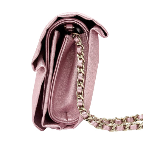 【中古】 CHANEL シャネル RIBBON EVENING BAG リボンイブニングバック ショルダーバッグ ランダム番(2021年～) ピンク ラムスキン 中古 USED バッグ