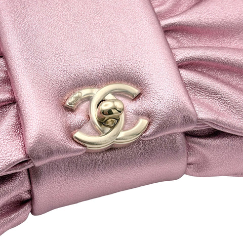 【中古】 CHANEL シャネル RIBBON EVENING BAG リボンイブニングバック ショルダーバッグ ランダム番(2021年～) ピンク ラムスキン 中古 USED バッグ