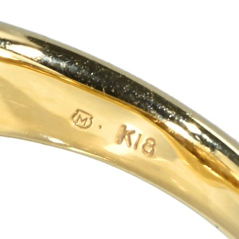 【中古】 MIKIMOTO ミキモト K18YG PEARL RING 無核白蝶（ケシ）パールリング 13.5~14.2mm D1.31ct 14.2g #13 鑑別カード BOX