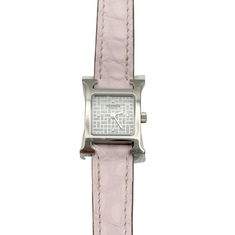 【新品未使用】Hermes エルメス H WATCH 2025年 SS/ALIGATOR 17 電池 時計 レディース