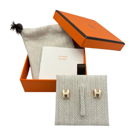 【新品未使用】 Hermes エルメス MINI POP H EARRINGS ミニポップアッシュピアス ピアス ホワイト/ピンクゴールド GP 新品未使用