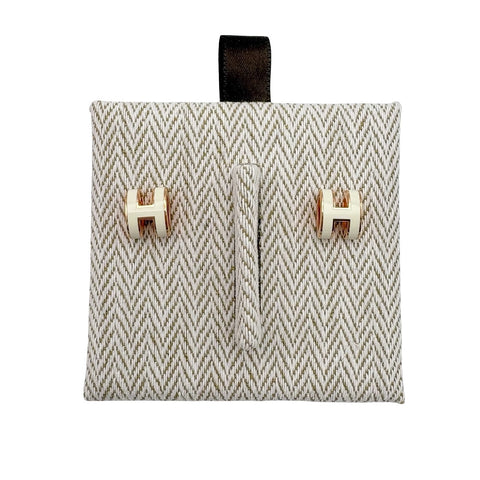 【新品未使用】 Hermes エルメス MINI POP H EARRINGS ミニポップアッシュピアス ピアス ホワイト/ピンクゴールド GP 新品未使用