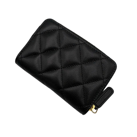 【美品】 CHANEL シャネル COIN CASE コインケース 小物 ブラック キャビアスキン 中古 BLACK CAVIARSKIN