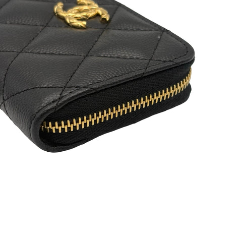 【美品】 CHANEL シャネル COIN CASE コインケース 小物 ブラック キャビアスキン 中古 BLACK CAVIARSKIN