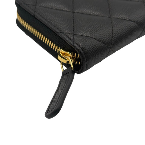 【美品】 CHANEL シャネル COIN CASE コインケース 小物 ブラック キャビアスキン 中古 BLACK CAVIARSKIN