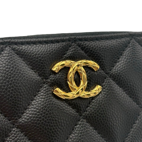 【美品】 CHANEL シャネル COIN CASE コインケース 小物 ブラック キャビアスキン 中古 BLACK CAVIARSKIN