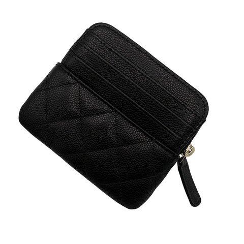【美品】 CHANEL シャネル COIN CASE コインケース 小物 ブラック キャビアスキン 中古 BLACK CAVIARSKIN