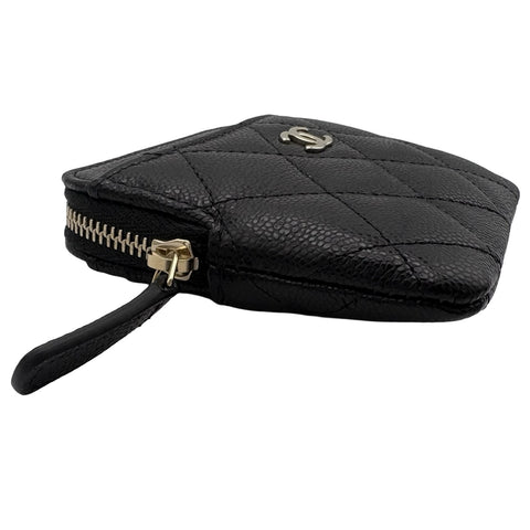 【美品】 CHANEL シャネル COIN CASE コインケース 小物 ブラック キャビアスキン 中古 BLACK CAVIARSKIN