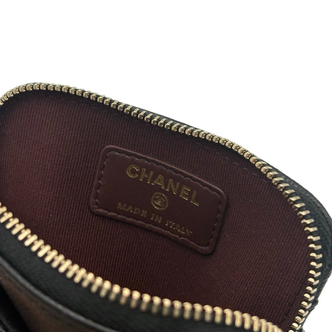【美品】 CHANEL シャネル COIN CASE コインケース 小物 ブラック キャビアスキン 中古 BLACK CAVIARSKIN