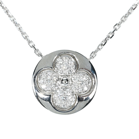 【中古】LOUIS VUITTON ルイ・ヴィトン K18WG DIAMOND BLOSSOM NECKLACE ダイヤモンド ブロッサムネックレス 7.4g 38～41cm