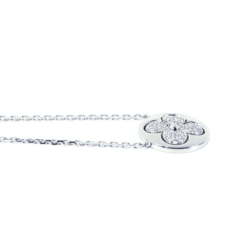 【中古】LOUIS VUITTON ルイ・ヴィトン K18WG DIAMOND BLOSSOM NECKLACE ダイヤモンド ブロッサムネックレス 7.4g 38～41cm