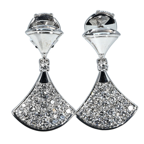 【中古】BVLGARI ブルガリ K18/K18WG DIAMOND DIVAS' DREAM EARRINGS ダイヤモンド ディーヴァピアス 6.4g 正規店修理証明書・リペア専用ポーチ付き