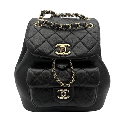 【美品】 CHANEL シャネル DUMA COCOMARK BACKPACK デュマココマーク バックバッグ バックパック ICチップ(2021年～) ブラック カーフスキン 中古 USED バッグ