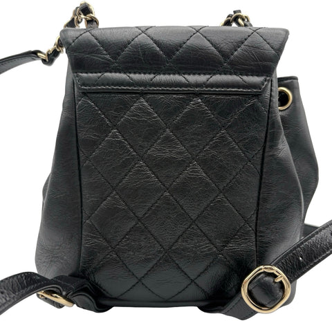 【美品】 CHANEL シャネル DUMA COCOMARK BACKPACK デュマココマーク バックバッグ バックパック ICチップ(2021年～) ブラック カーフスキン 中古 USED バッグ