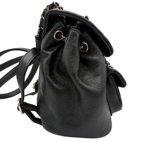 【美品】 CHANEL シャネル DUMA COCOMARK BACKPACK デュマココマーク バックバッグ バックパック ICチップ(2021年～) ブラック カーフスキン 中古 USED バッグ
