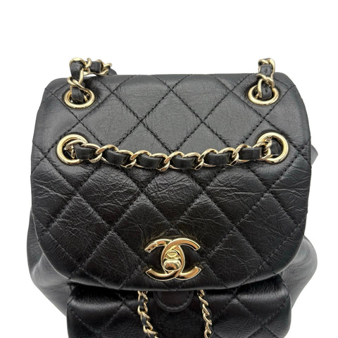 【美品】 CHANEL シャネル DUMA COCOMARK BACKPACK デュマココマーク バックバッグ バックパック ICチップ(2021年～) ブラック カーフスキン 中古 USED バッグ