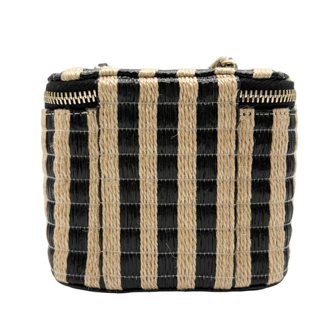 【中古】 CHANEL シャネル RAFFIA MINI VANITY BAG ラフィア ミニ バニティ バッグ ショルダーバッグ 30番台(2021年) ベージュ/ブラック ラフィア/ブラック 中古 USED バッグ