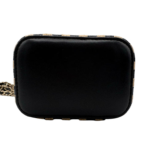 【中古】 CHANEL シャネル RAFFIA MINI VANITY BAG ラフィア ミニ バニティ バッグ ショルダーバッグ 30番台(2021年) ベージュ/ブラック ラフィア/ブラック 中古 USED バッグ