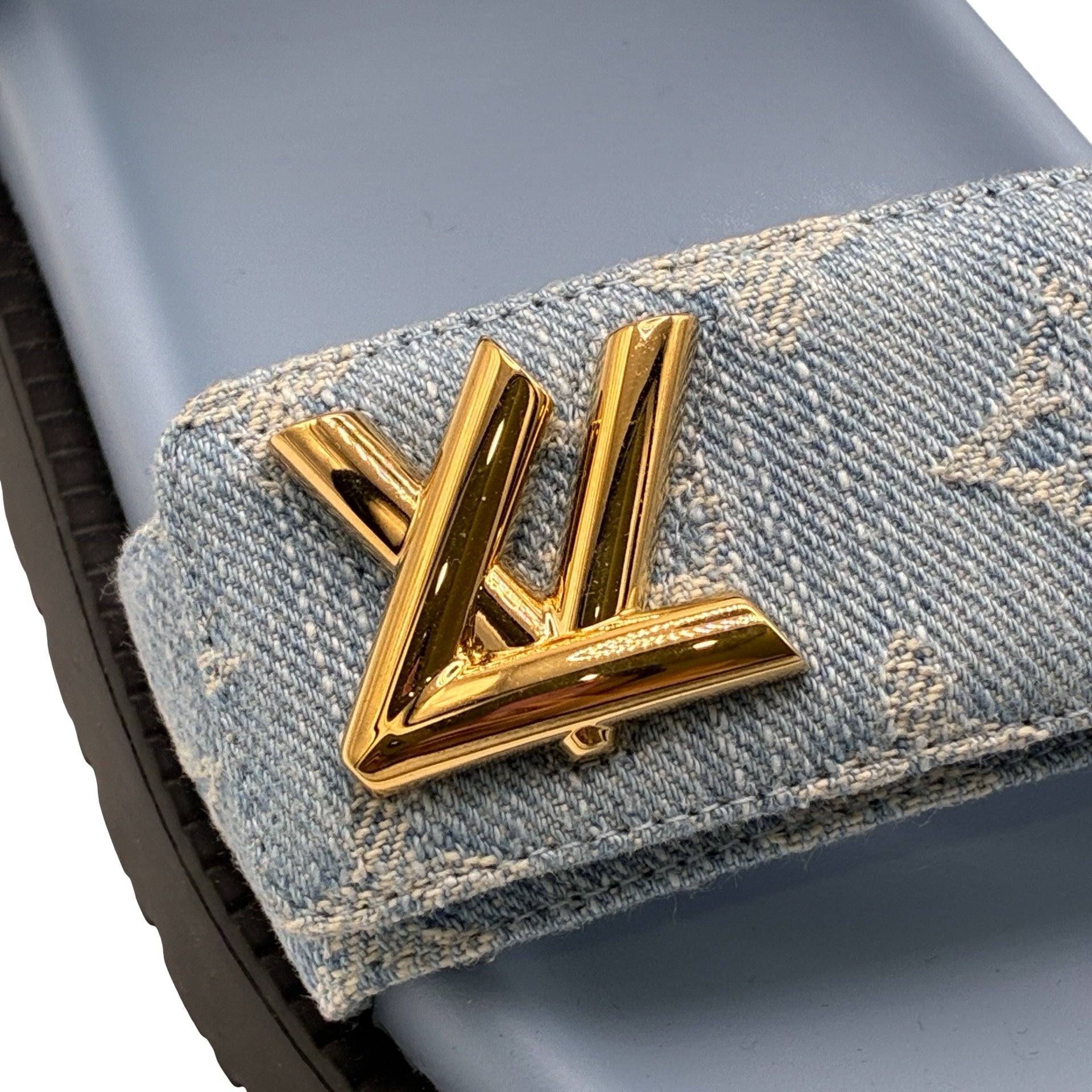 美品】 LOUIS VUITTON ルイヴィトン DENIM SANDAL ロゴ付きモノグラム
