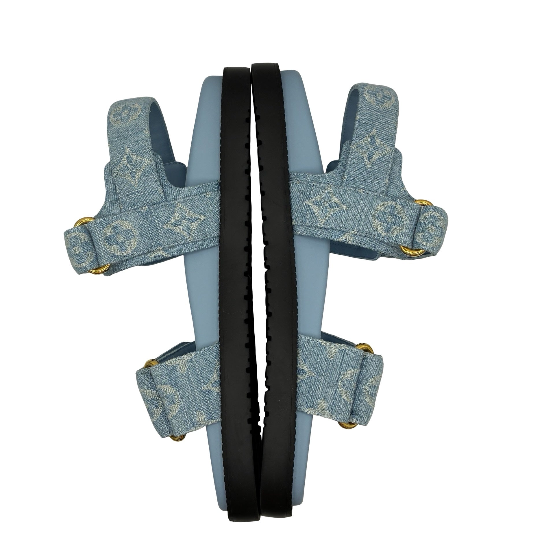 美品】 LOUIS VUITTON ルイヴィトン DENIM SANDAL ロゴ付きモノグラム