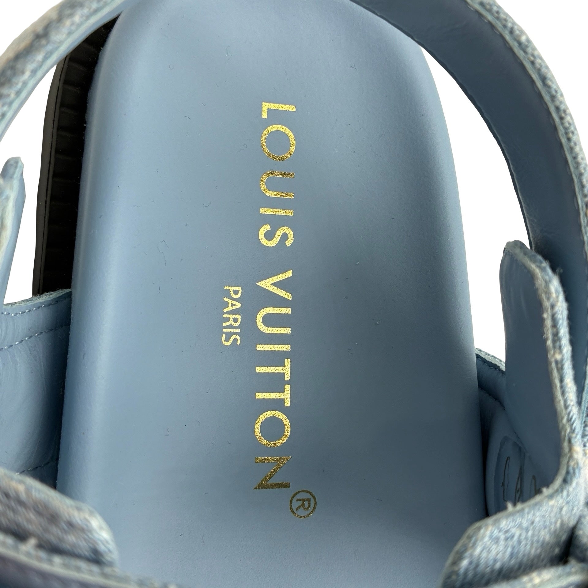 美品】 LOUIS VUITTON ルイヴィトン DENIM SANDAL ロゴ付きモノグラム