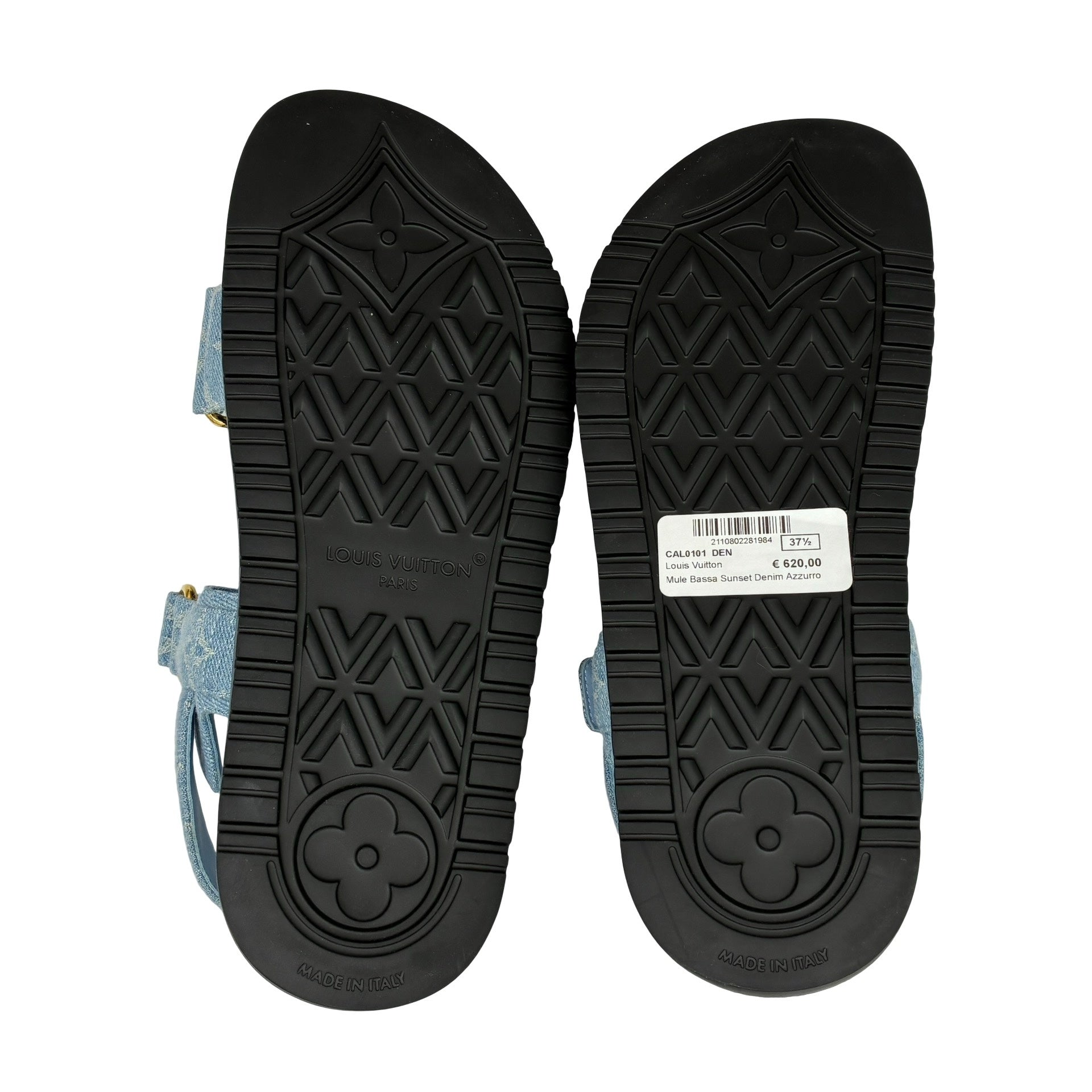 美品】 LOUIS VUITTON ルイヴィトン DENIM SANDAL ロゴ付きモノグラム