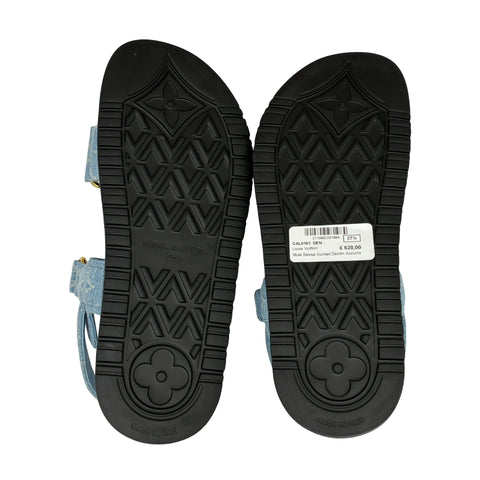 【美品】 LOUIS VUITTON ルイヴィトン DENIM SANDAL ロゴ付きモノグラムデニムベルトサンダル 37.5 USED 中古 SHOES 靴