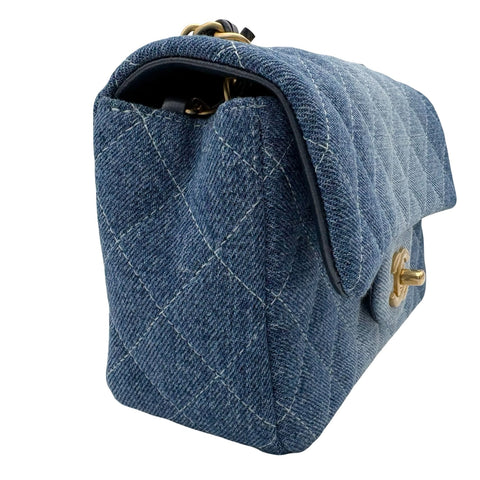 【中古】 CHANEL シャネル MINI MATELASSE CHAIN SHOULDER BAG ミニマトラッセチェーンショルダーバッグ デニム ICチップ(2021年~) ブルー デニム 中古 USED バッグ