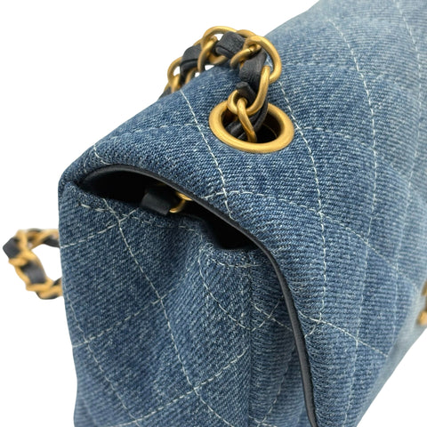 【中古】 CHANEL シャネル MINI MATELASSE CHAIN SHOULDER BAG ミニマトラッセチェーンショルダーバッグ デニム ICチップ(2021年~) ブルー デニム 中古 USED バッグ