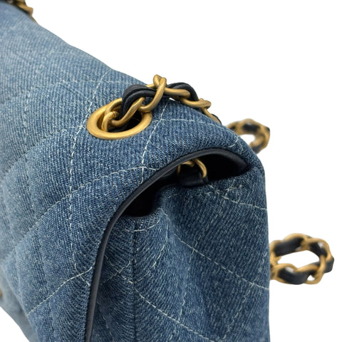【中古】 CHANEL シャネル MINI MATELASSE CHAIN SHOULDER BAG ミニマトラッセチェーンショルダーバッグ デニム ICチップ(2021年~) ブルー デニム 中古 USED バッグ
