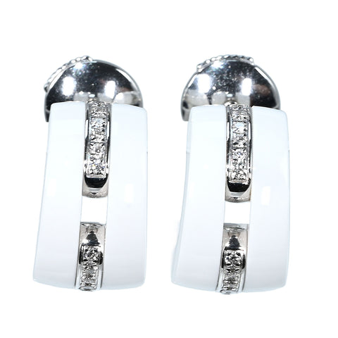 【中古】CHANEL シャネル 750 DIAMOND ULTRA EARRINGS ウルトラコレクション K18WG/セラミック ダイヤモンドピアス 8.1g