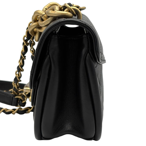 【中古】 CHANEL シャネル MATELASSE 2WAY CHAIN SHOULDER BAG マトラッセ ショルダーバッグ JA******(ICチップ 2021年~) ブラック カーフスキン 中古 USED バッグ