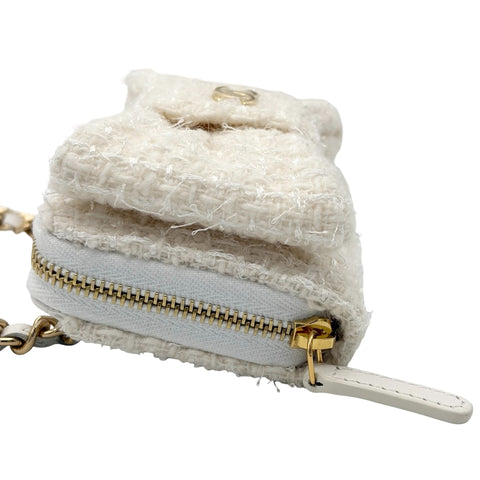 【中古】 CHANEL シャネル MINI CHAIN BAG(VIP X'MAS) ミニチェーンバッグ(VIP X'MAS) チェーンショルダー ランダム番（2023年） ホワイト ツイード 中古 USED バッグ