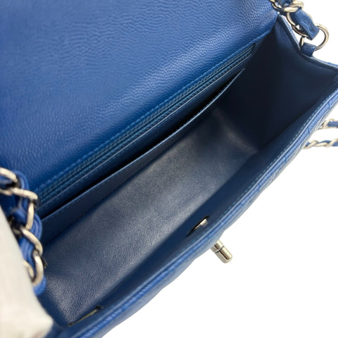 【中古】 CHANEL シャネル CHEVRON SINGLE CHAIN BAG シェブロン Vステッチ チェーンショルダーバッグ ショルダーバッグ 24番台(2017年) ブルー キャビアスキン 中古 USED バッグ