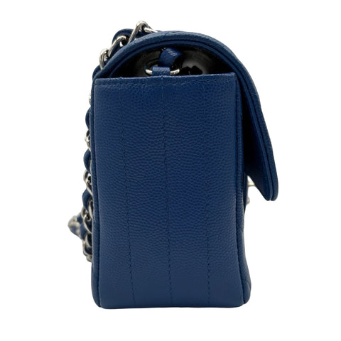 【中古】 CHANEL シャネル CHEVRON SINGLE CHAIN BAG シェブロン Vステッチ チェーンショルダーバッグ ショルダーバッグ 24番台(2017年) ブルー キャビアスキン 中古 USED バッグ