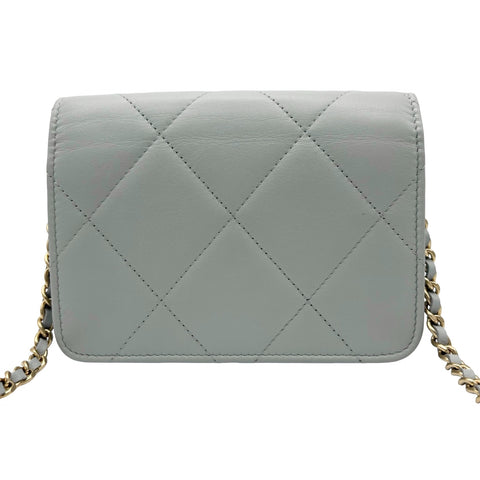【中古】 CHANEL シャネル MINI MATELASSE FLAP BAG ミニマトラッセ ショルダーバッグ ランダム番(2021年～) グレー(水色系) ラムスキン 中古 USED バッグ