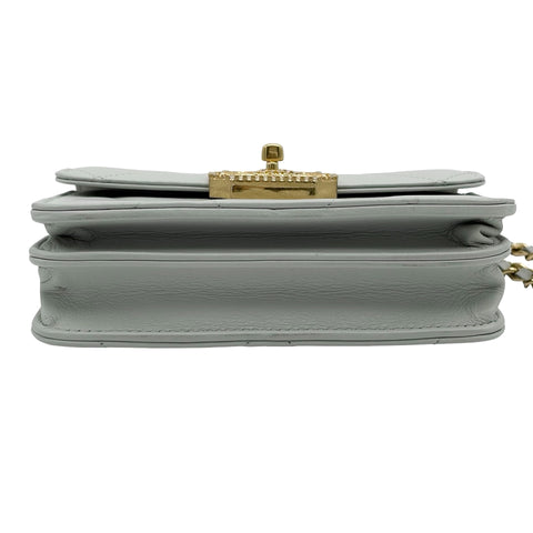 【中古】 CHANEL シャネル MINI MATELASSE FLAP BAG ミニマトラッセ ショルダーバッグ ランダム番(2021年～) グレー(水色系) ラムスキン 中古 USED バッグ