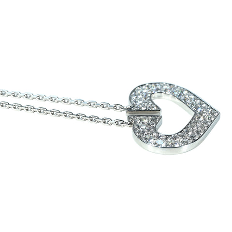 【中古】CARTIER カルティエ K18WG C HEART DIAMOND NECKLACE  Cハートダイヤモンドペンダントネックレス 10.9g 41cm