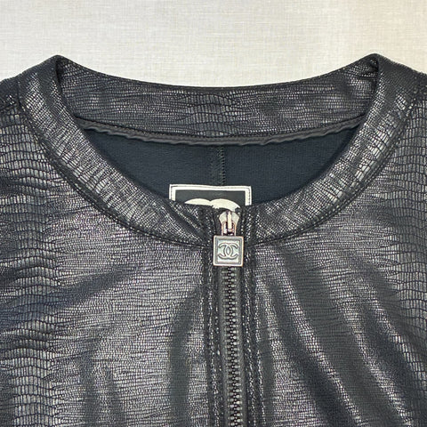 【中古】 CHANEL シャネル JACKET 型押しジャージーバイカージャケット 38 USED 中古 2009年 CLOTHES 洋服