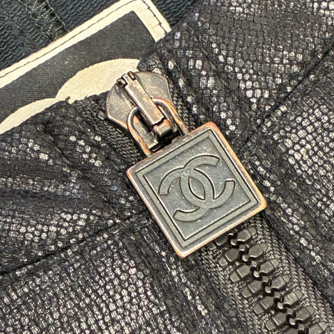 【中古】 CHANEL シャネル JACKET 型押しジャージーバイカージャケット 38 USED 中古 2009年 CLOTHES 洋服