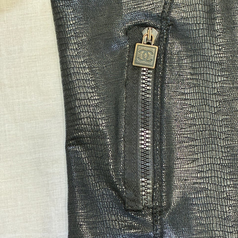 【中古】 CHANEL シャネル JACKET 型押しジャージーバイカージャケット 38 USED 中古 2009年 CLOTHES 洋服